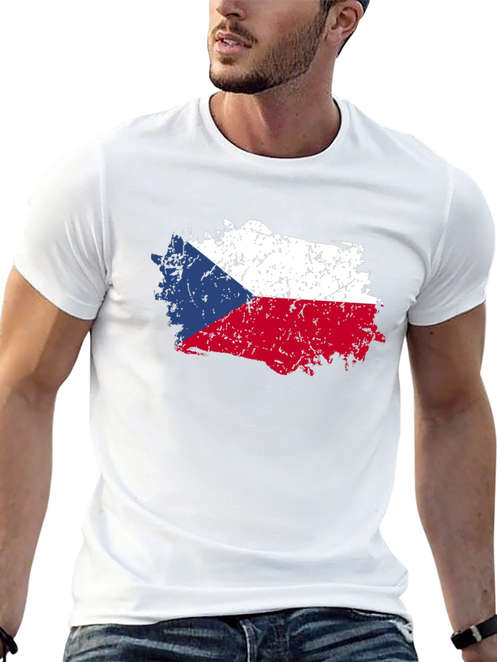 Czech Republic Flag T-Shirt - Distressed Design