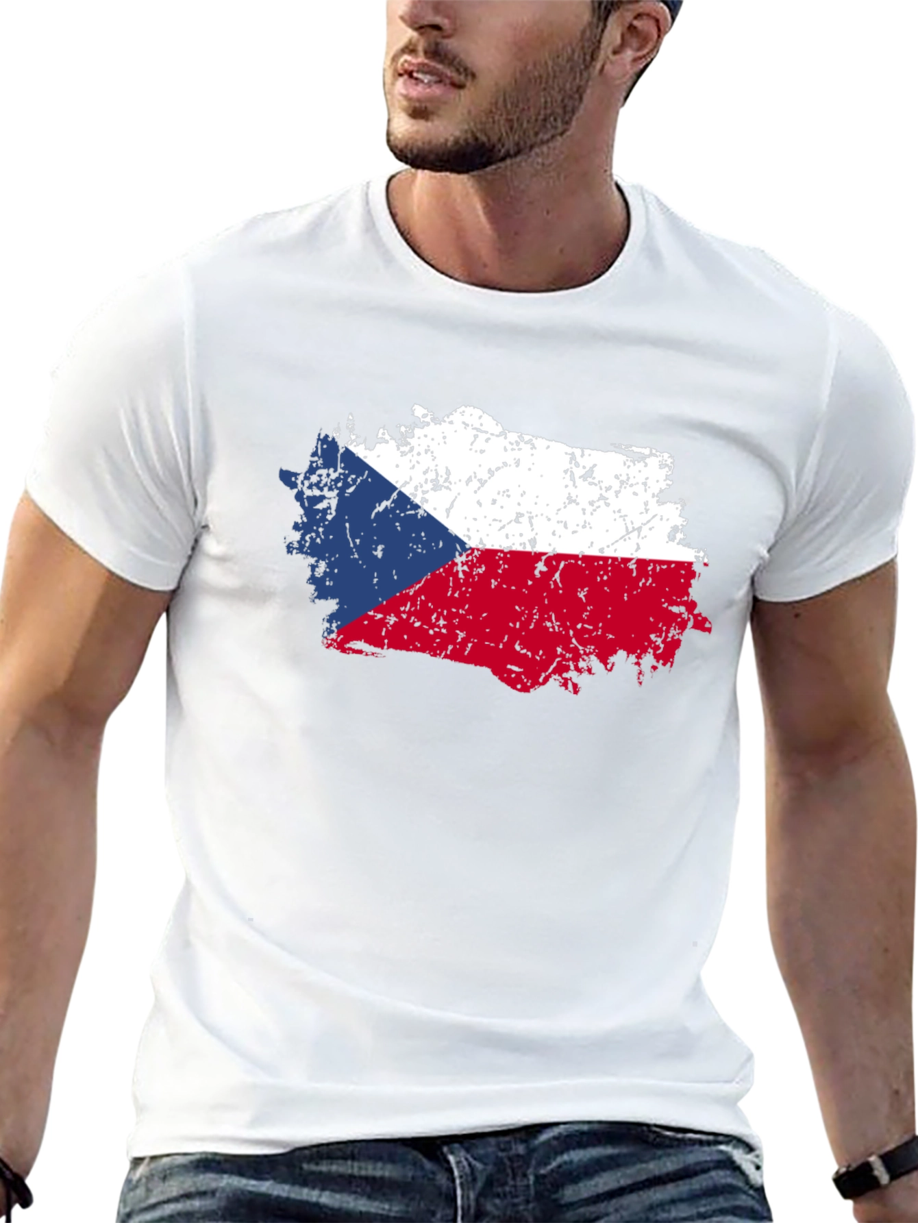 Czech Republic Flag T-Shirt - Distressed Design
