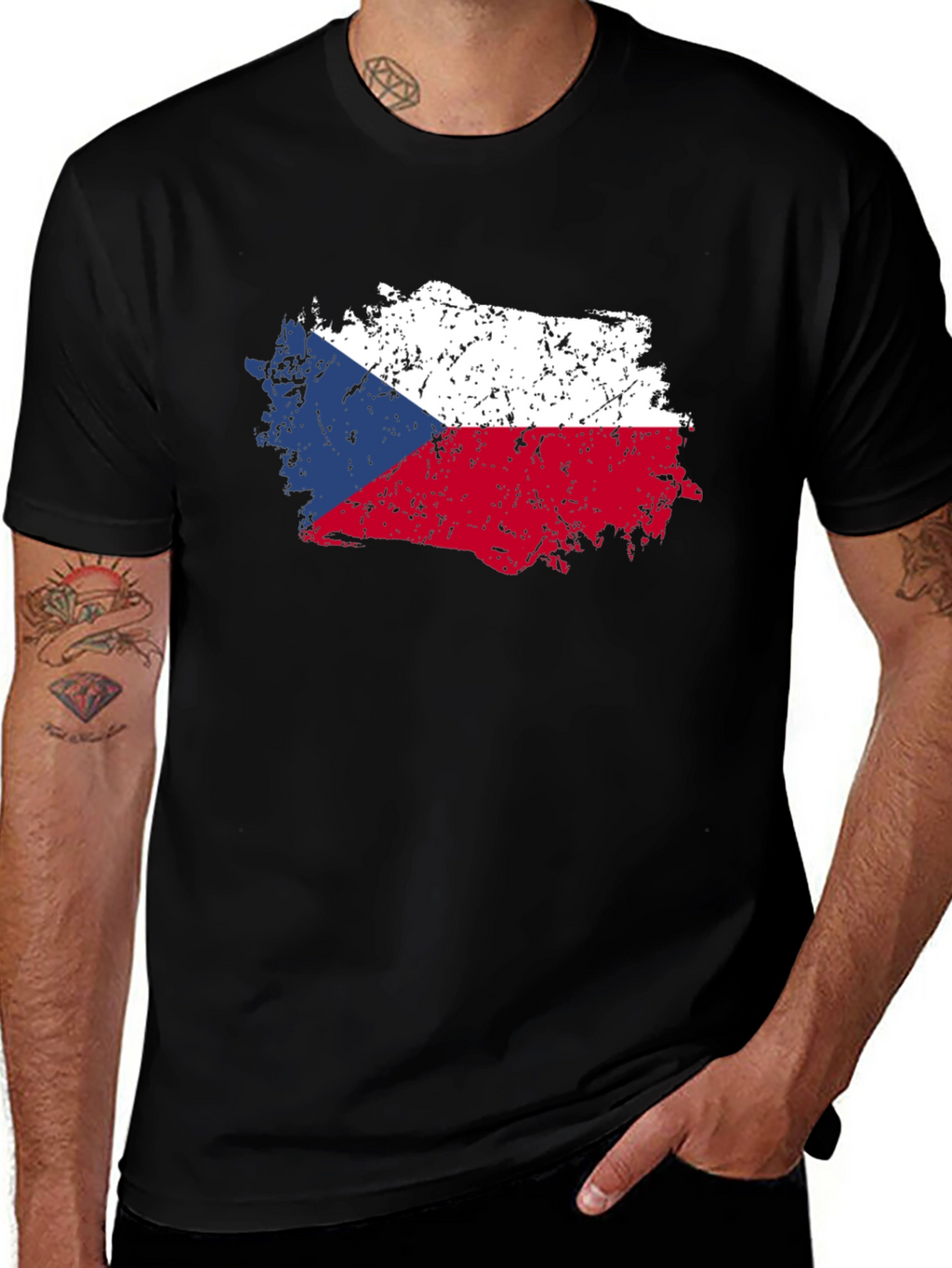Czech Republic Flag T-Shirt - Distressed Design
