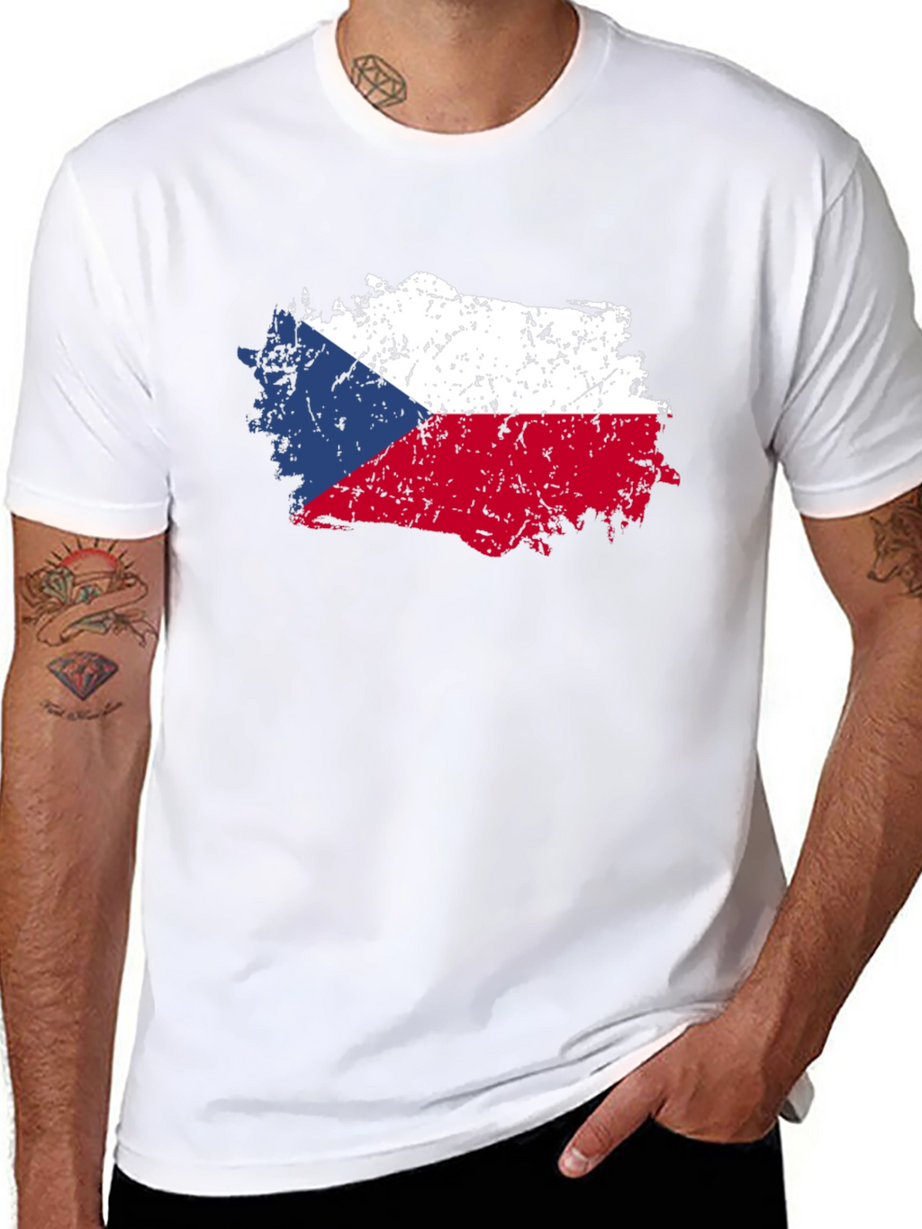 Czech Republic Flag T-Shirt - Distressed Design
