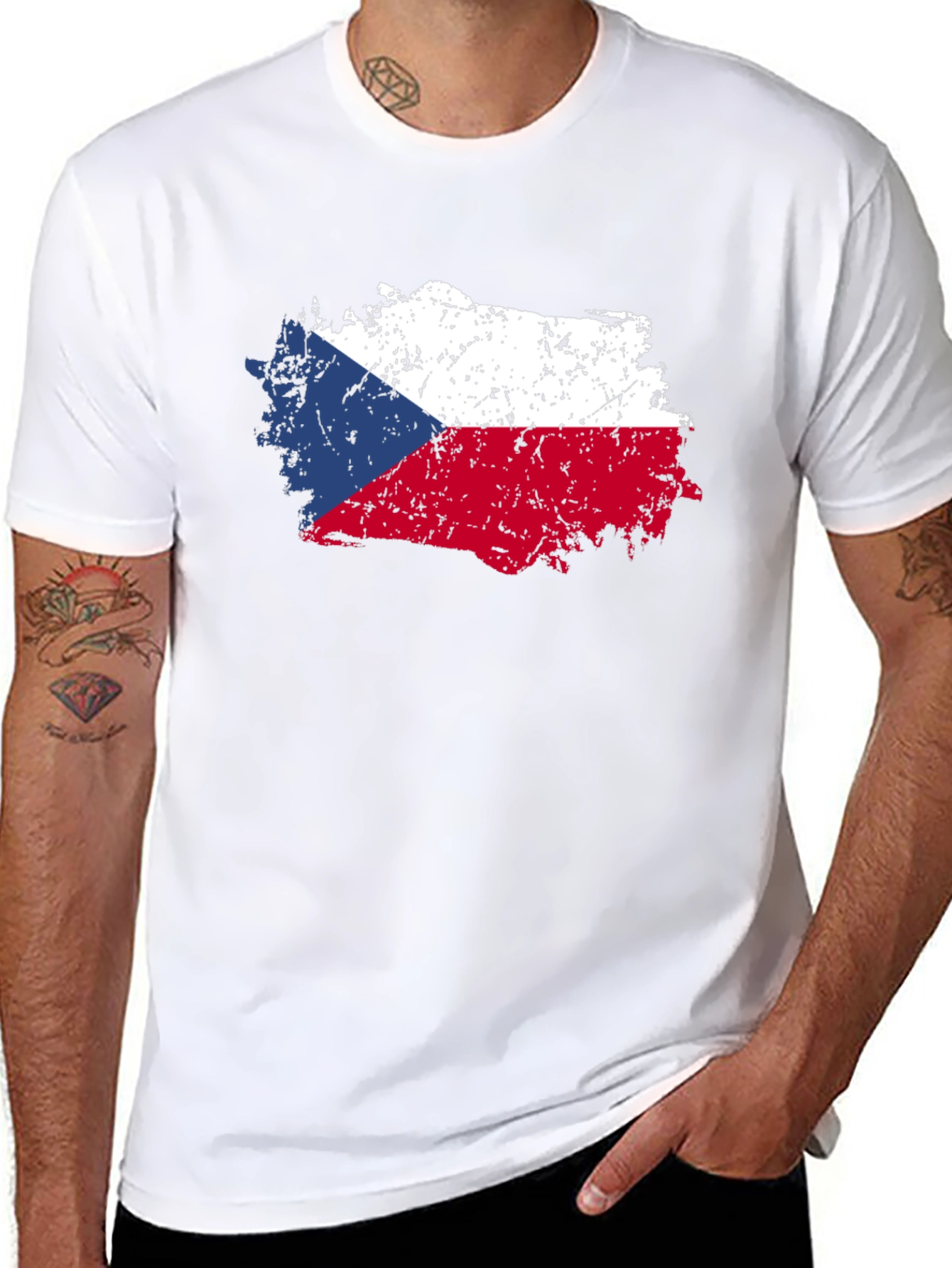 Czech Republic Flag T-Shirt - Distressed Design