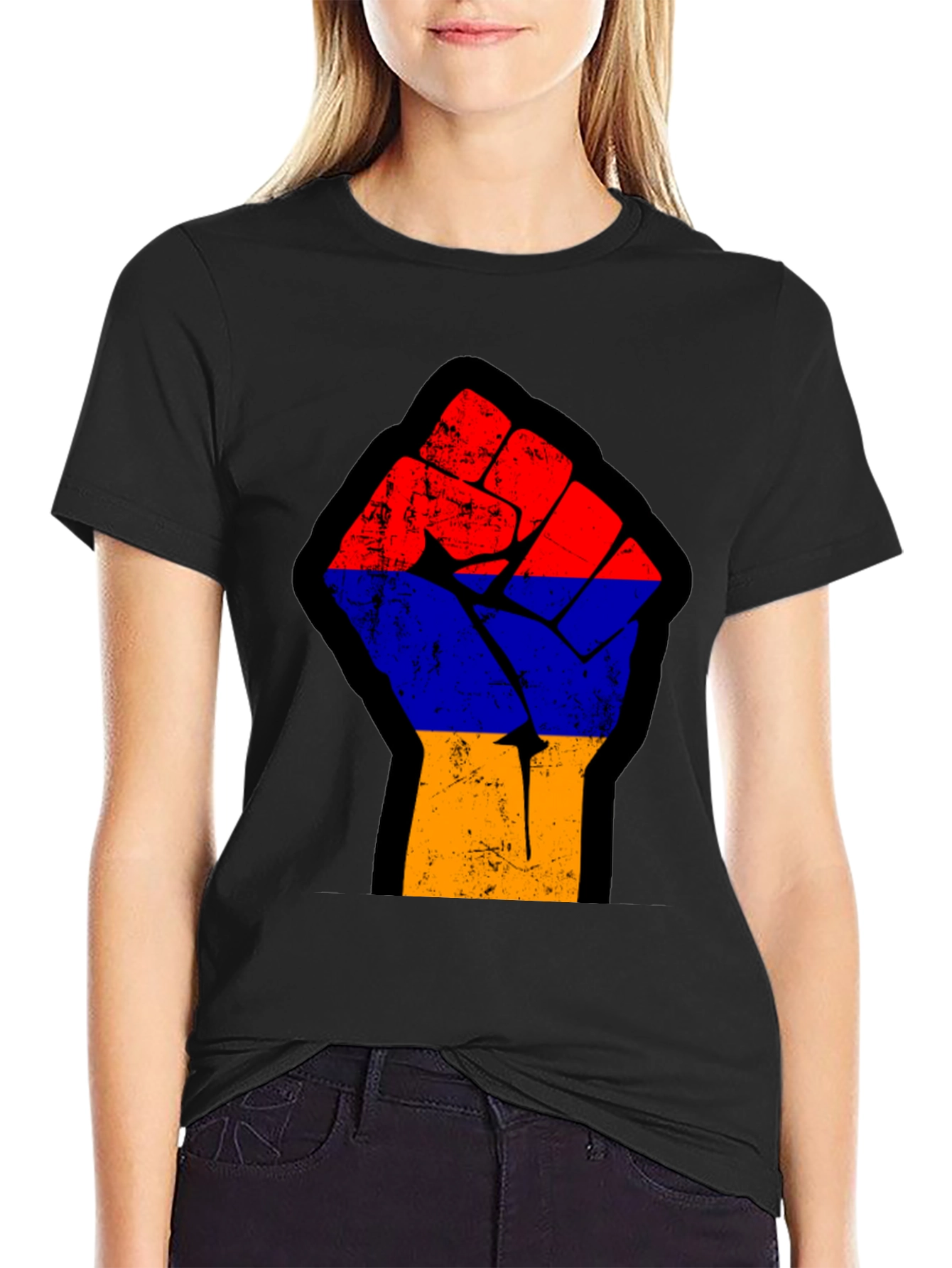Armenian Flag Fist Black T-Shirt