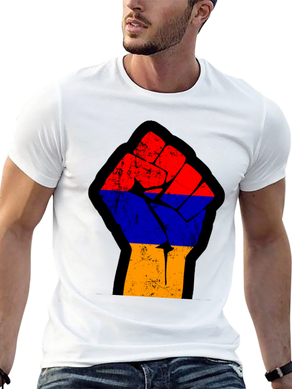 Armenian Flag Fist Black T-Shirt