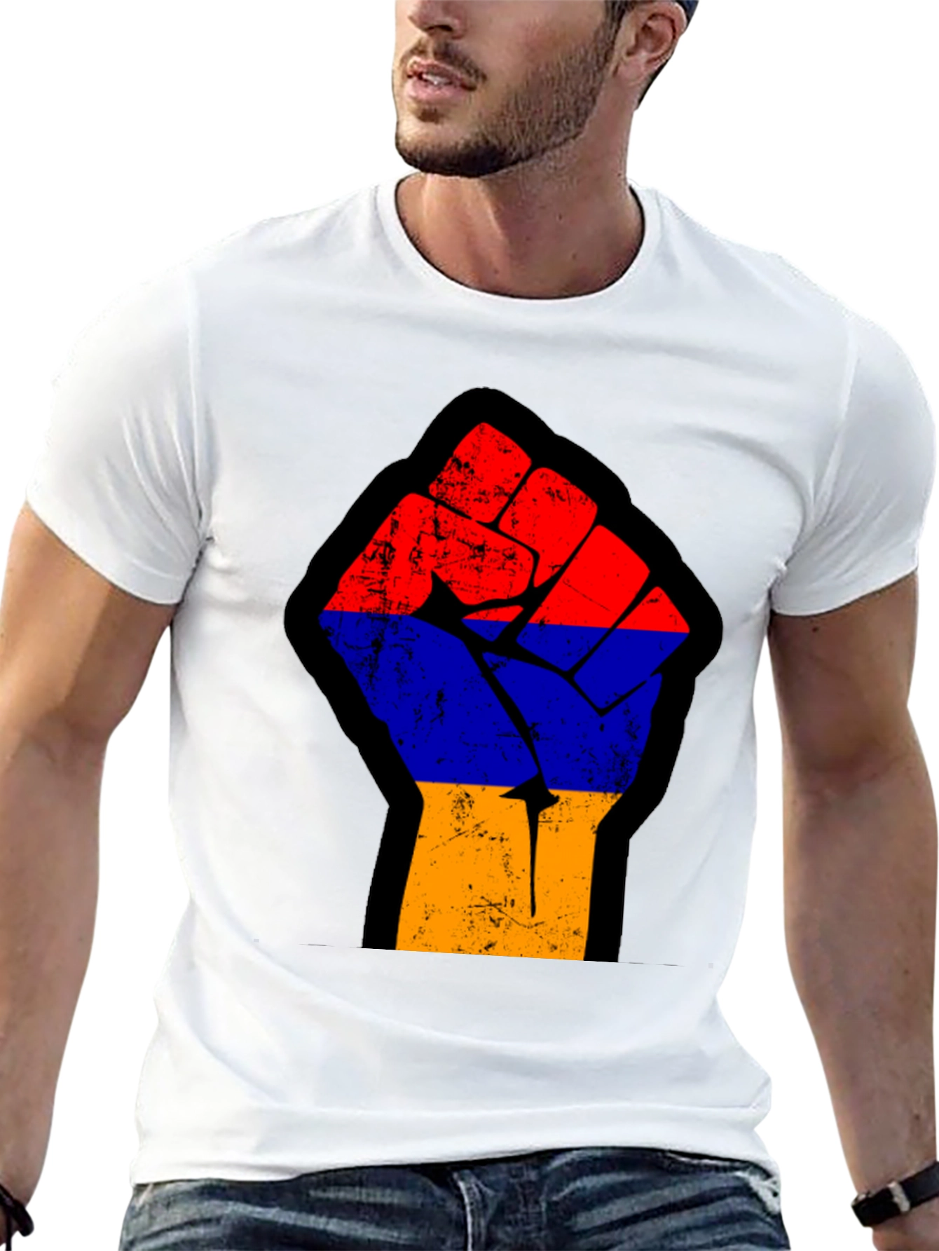 Armenian Flag Fist Black T-Shirt