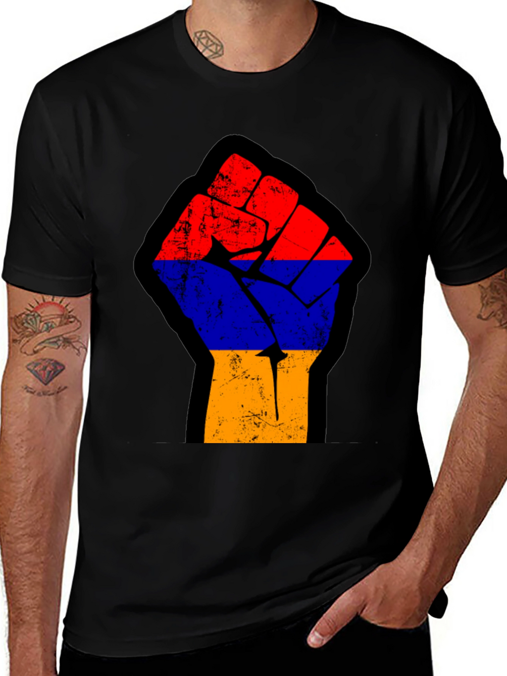 Armenian Flag Fist Black T-Shirt