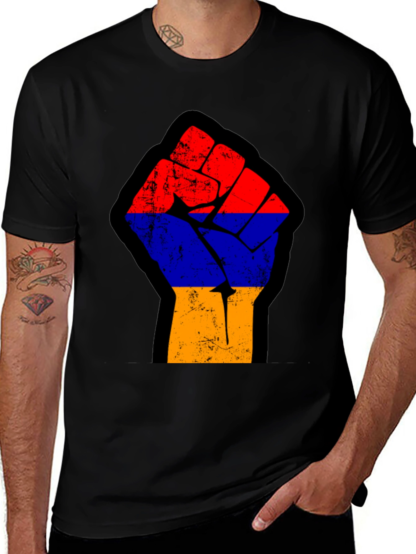 Armenian Flag Fist Black T-Shirt