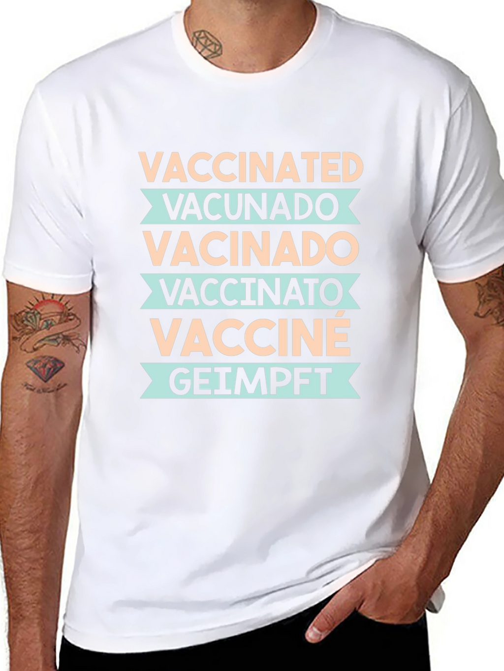 Vaccinated Languages Graphic Tee - Unisex Black T-Shirt