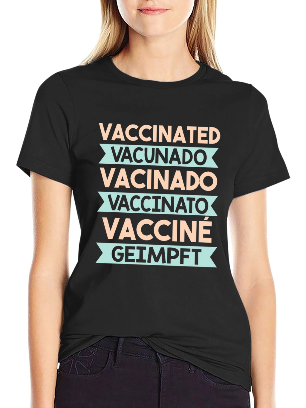 Vaccinated Languages Graphic Tee - Unisex Black T-Shirt