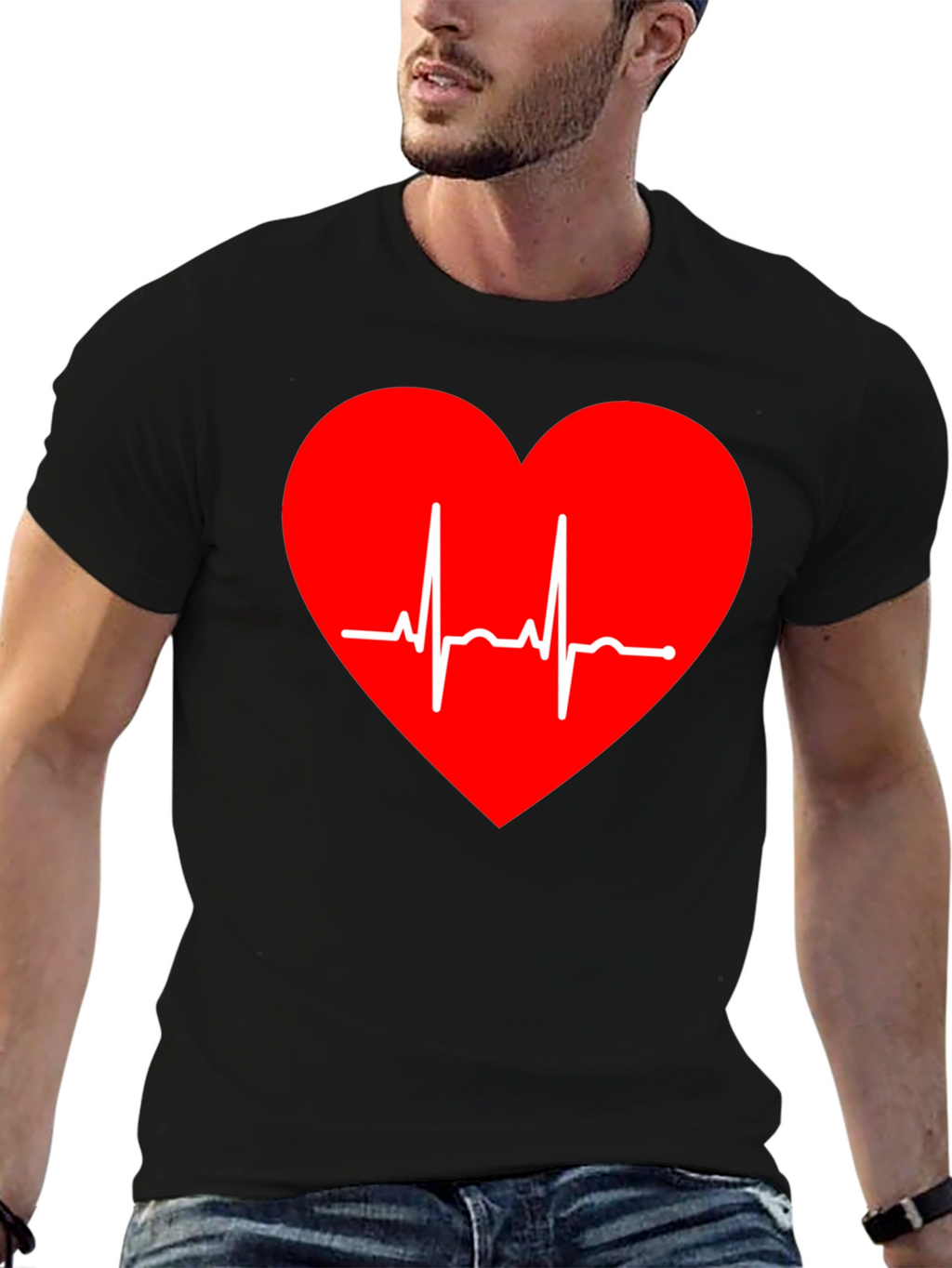 Heartbeat Heart Graphic Tee - Love Life ECG Shirt