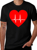 Heartbeat Heart Graphic Tee - Love Life ECG Shirt