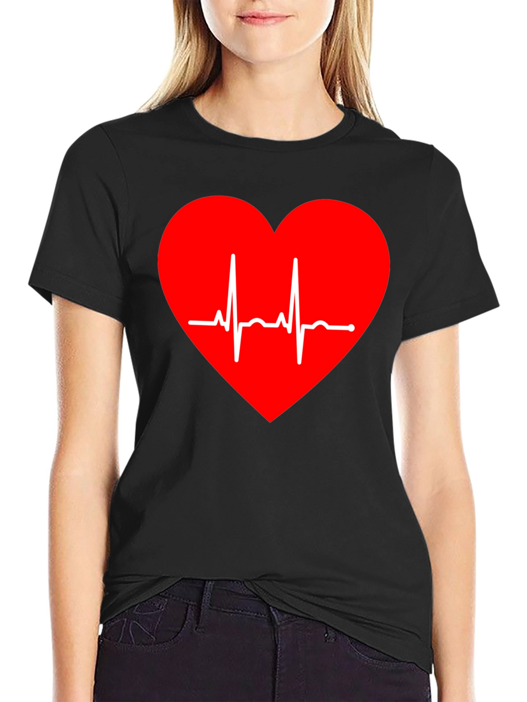 Heartbeat Heart Graphic Tee - Love Life ECG Shirt