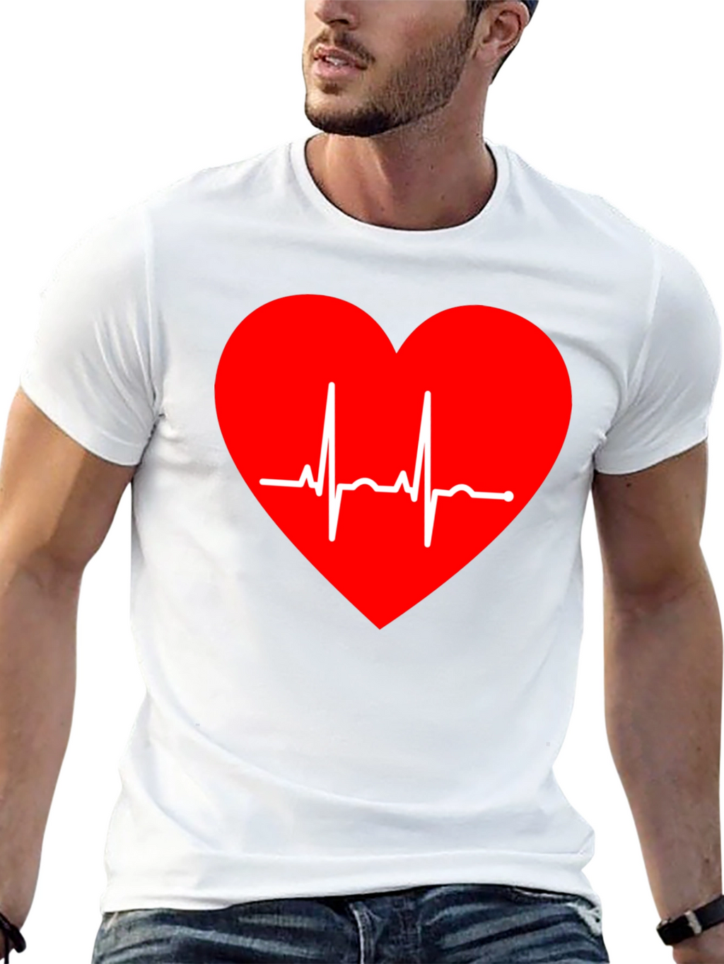 Heartbeat Heart Graphic Tee - Love Life ECG Shirt