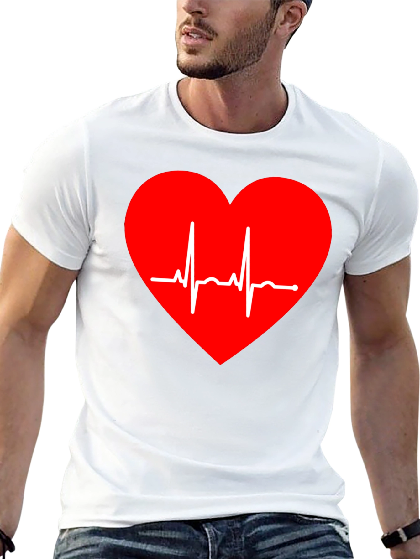 Heartbeat Heart Graphic Tee - Love Life ECG Shirt