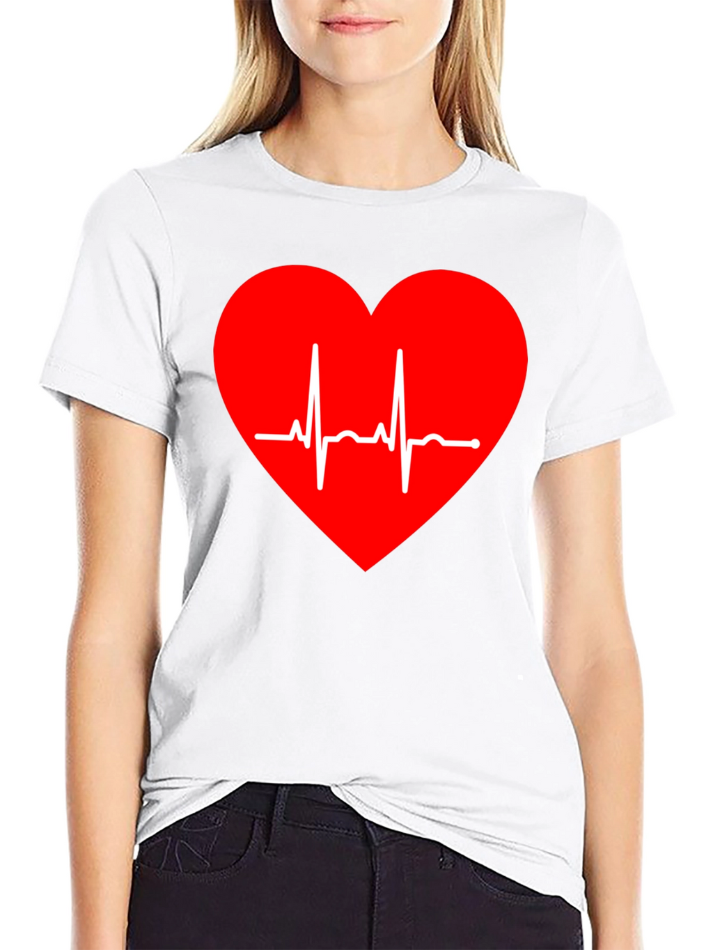 Heartbeat Heart Graphic Tee - Love Life ECG Shirt