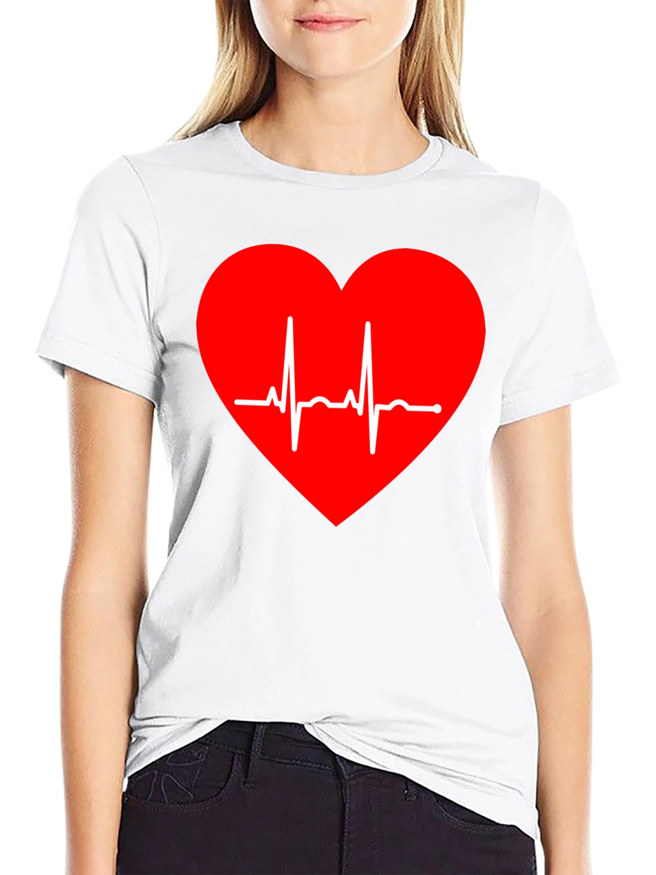 Heartbeat Heart Graphic Tee - Love Life ECG Shirt
