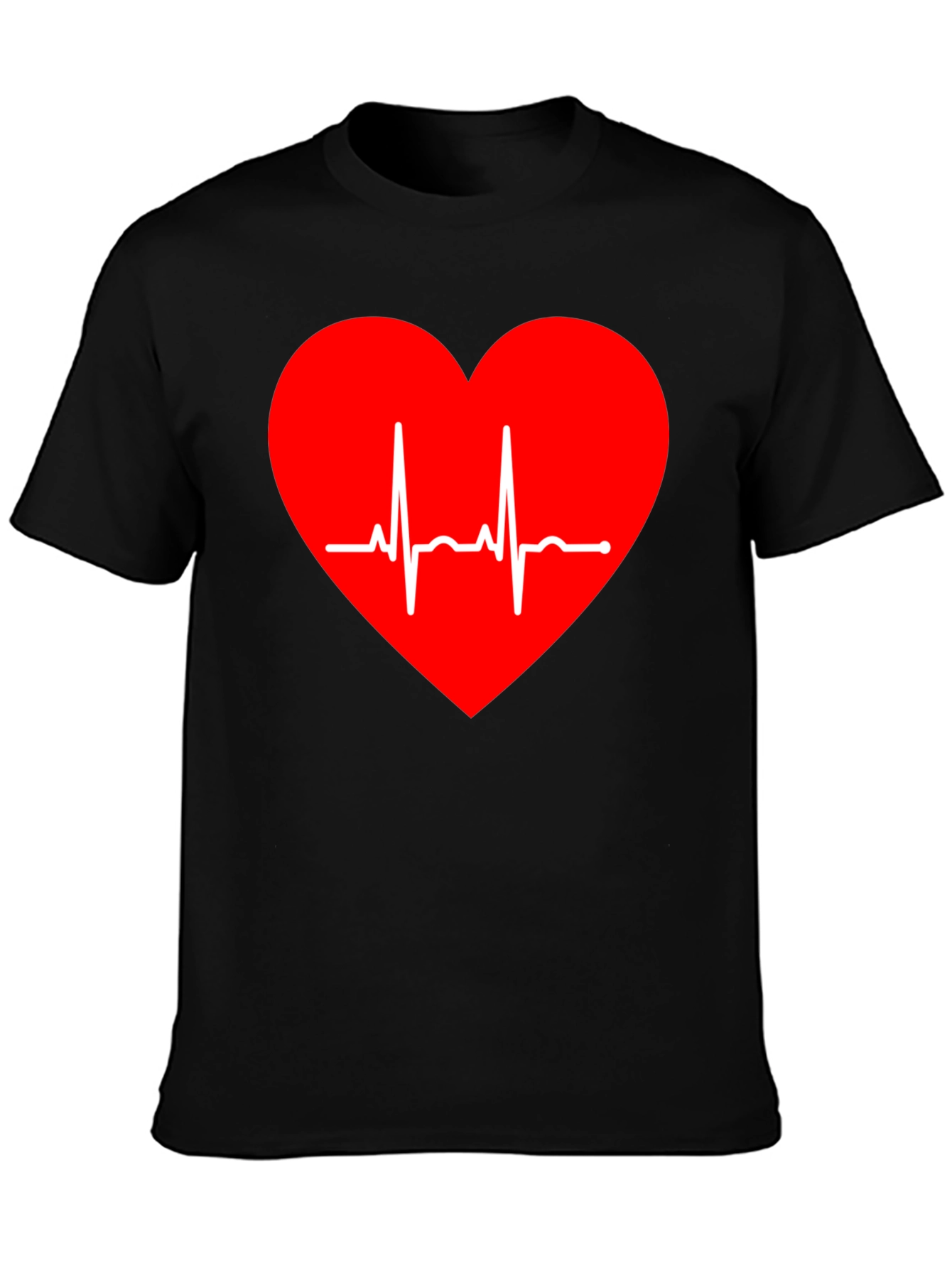 Heartbeat Heart Graphic Tee - Love Life ECG Shirt