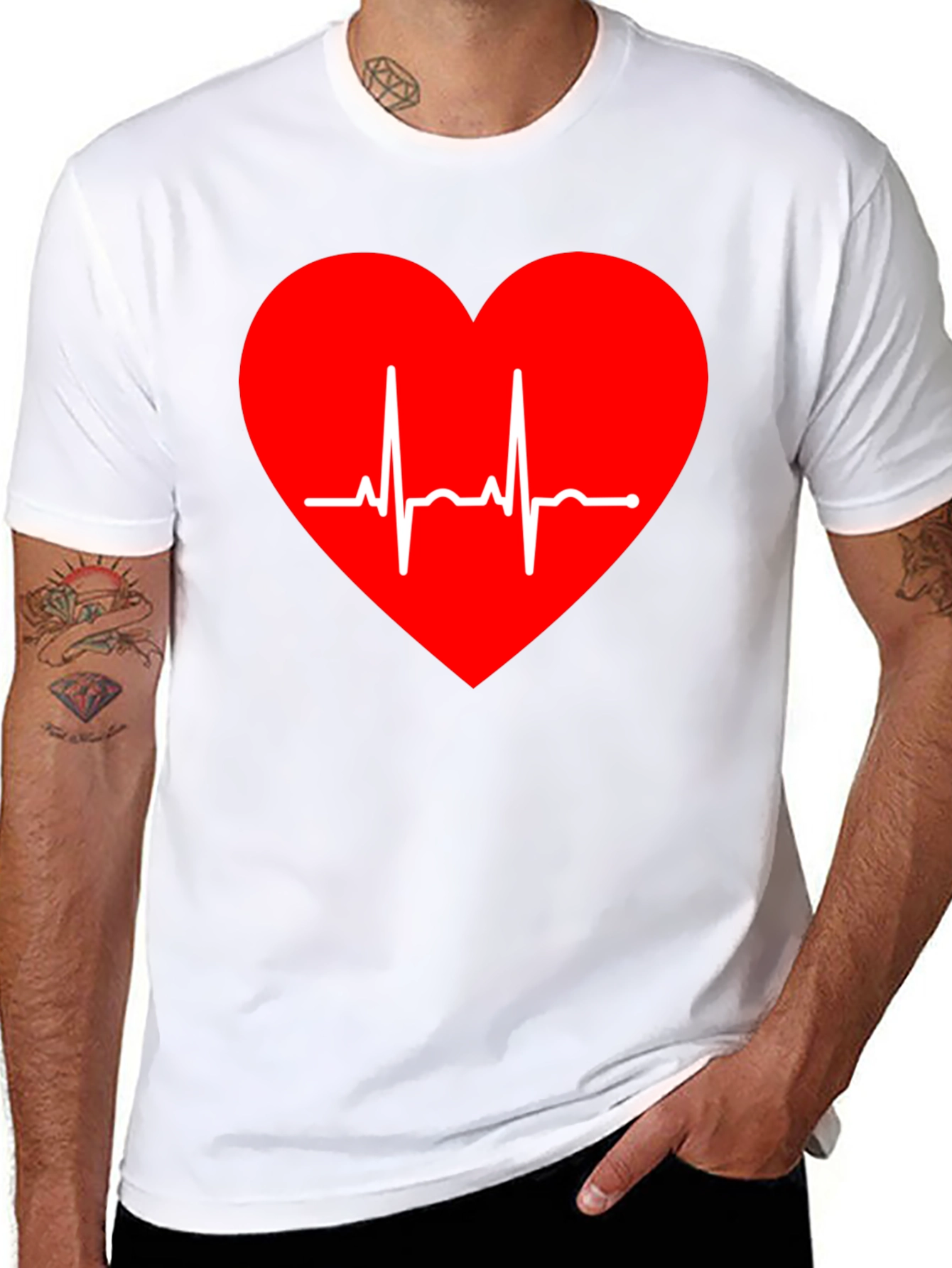 Heartbeat Heart Graphic Tee - Love Life ECG Shirt