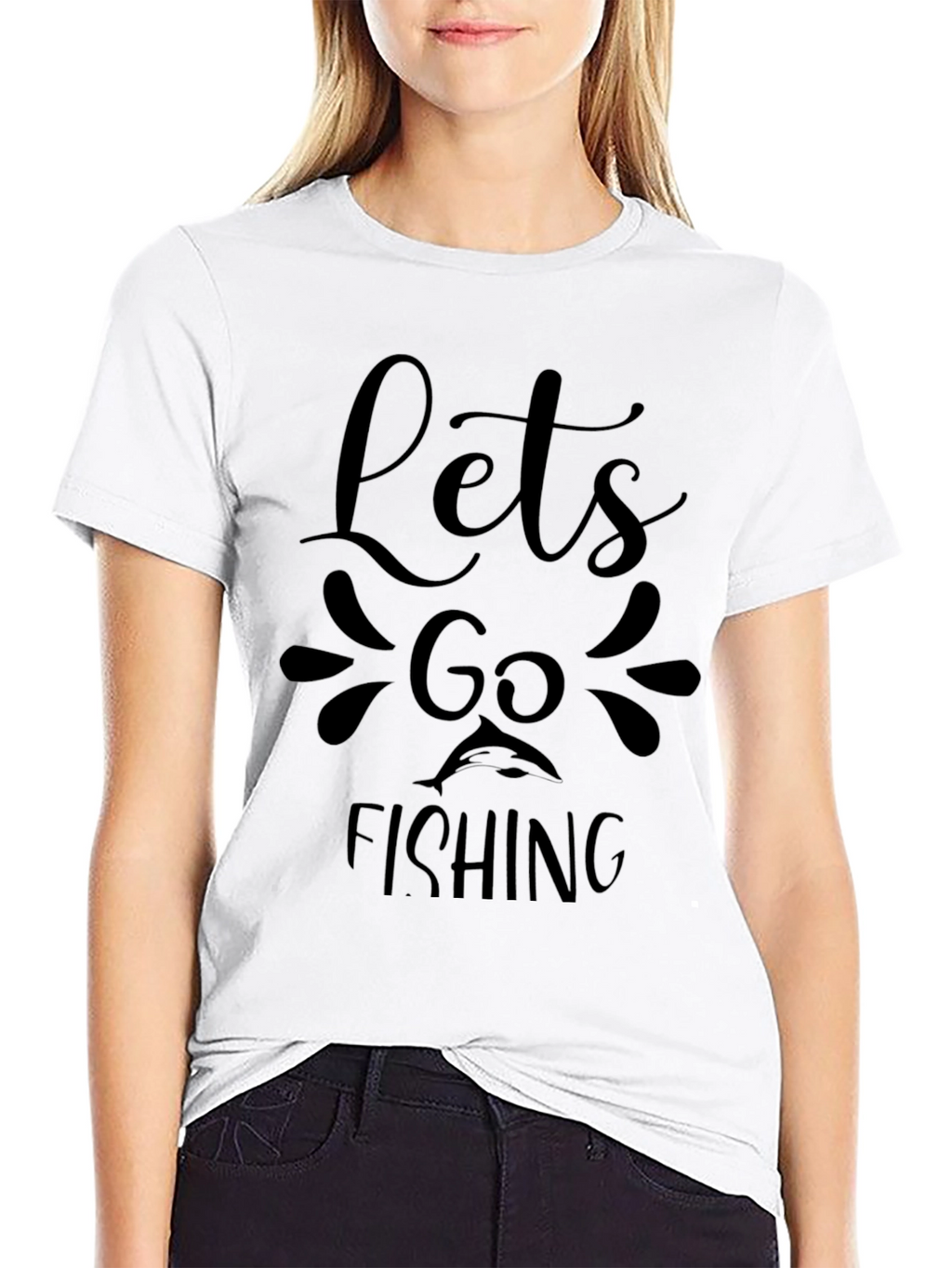 Lets Go Fishing Graphic Tee - Black