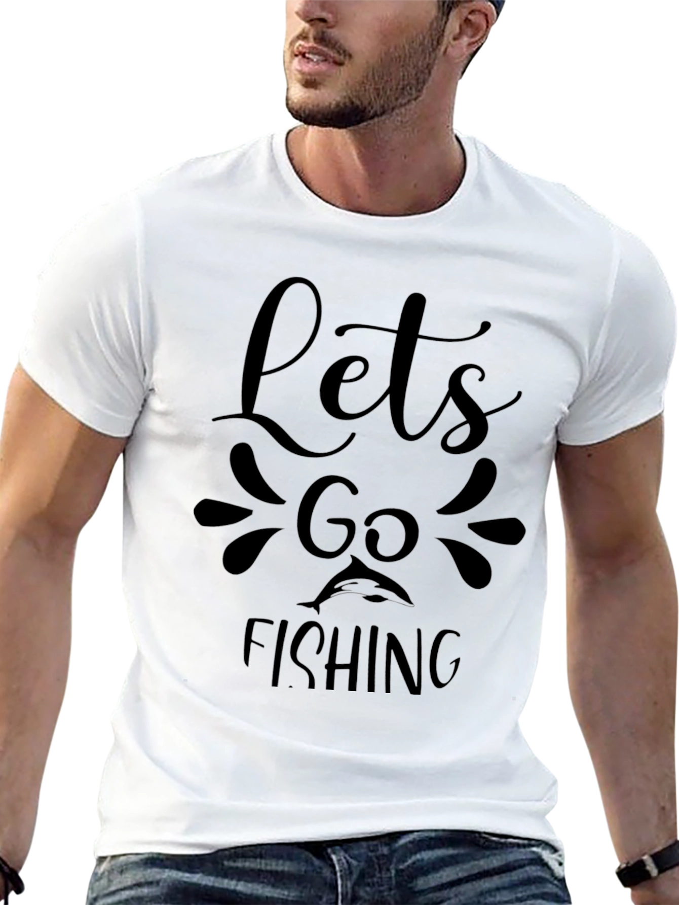 Lets Go Fishing Graphic Tee - Black