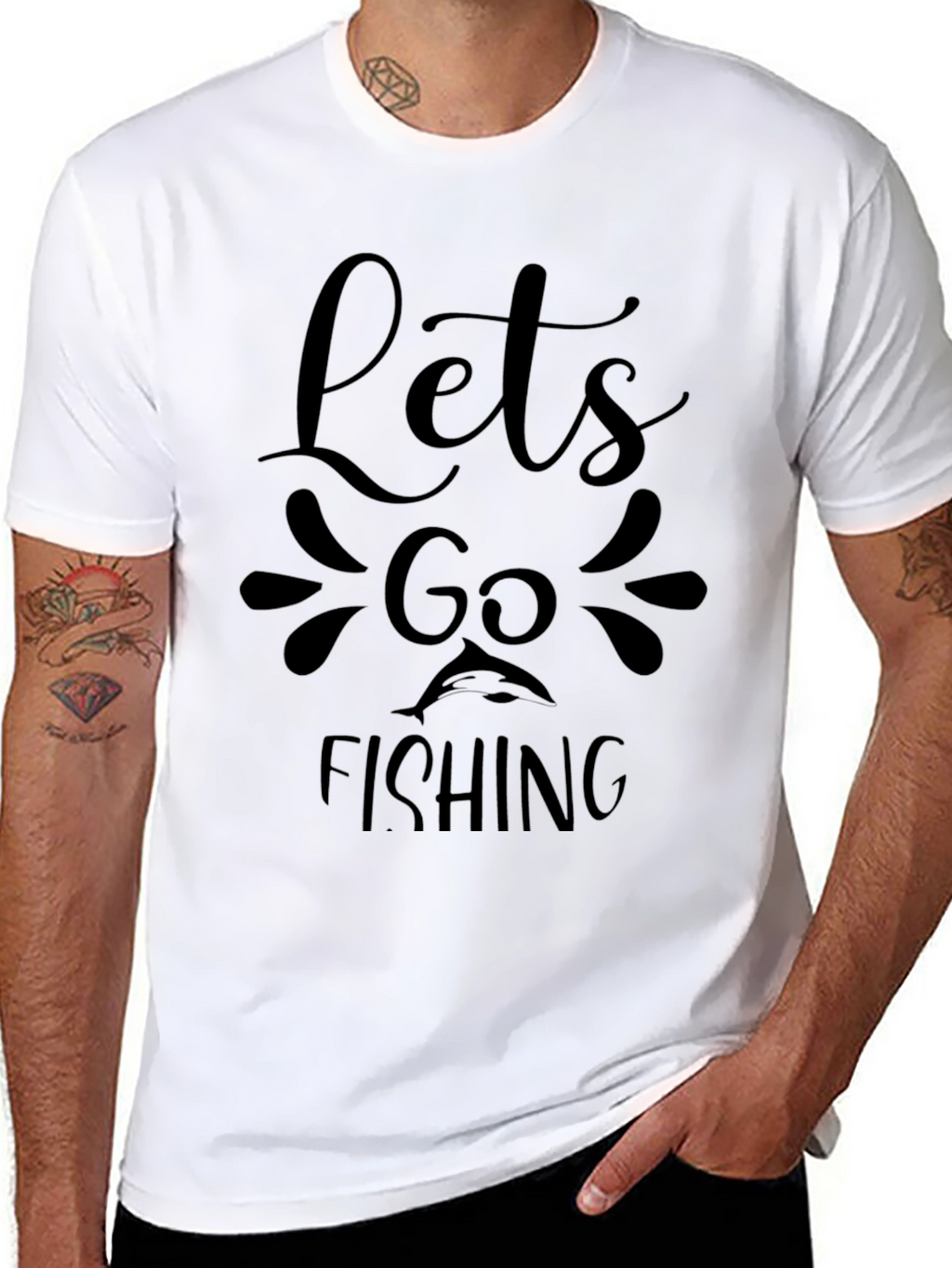 Lets Go Fishing Graphic Tee - Black