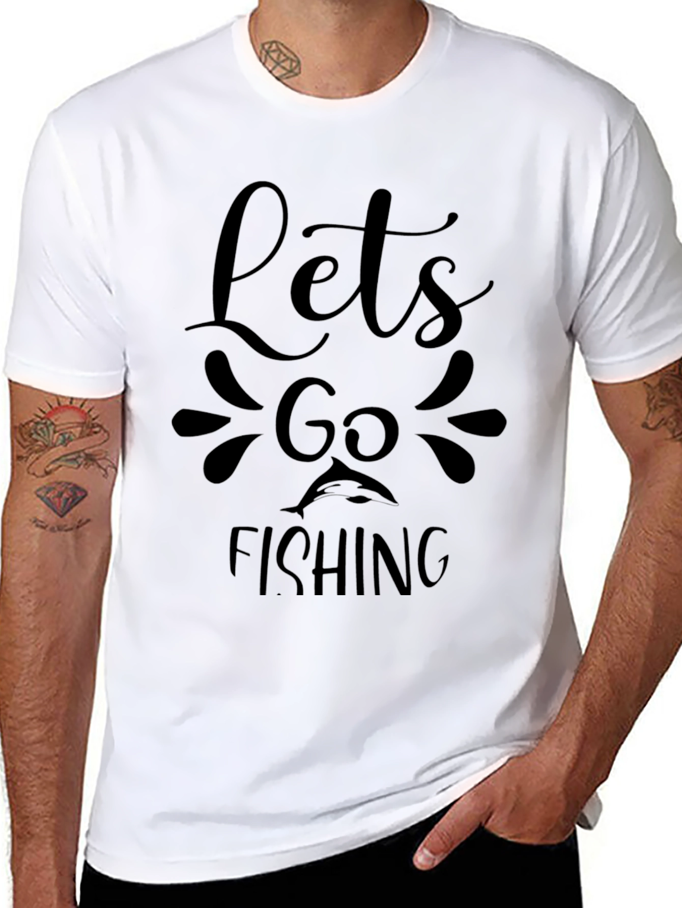 Lets Go Fishing Graphic Tee - Black