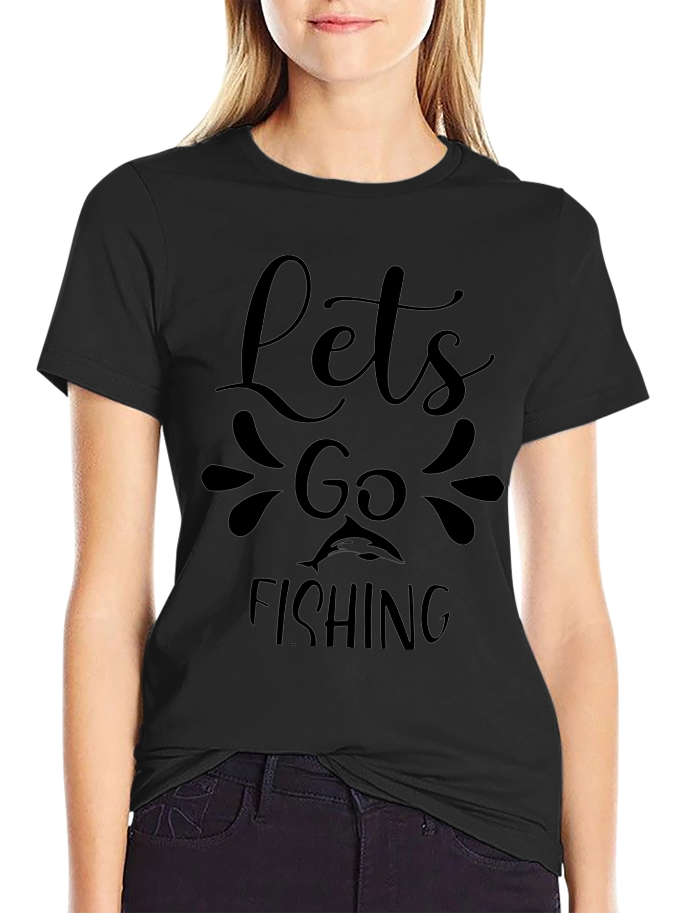 Lets Go Fishing Graphic Tee - Black