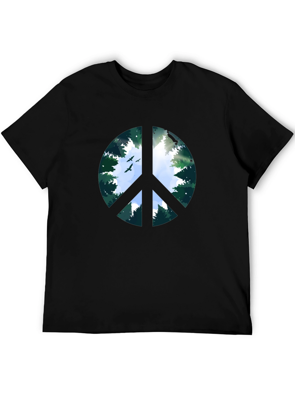 Peace Sign Forest Graphic Tee - Black