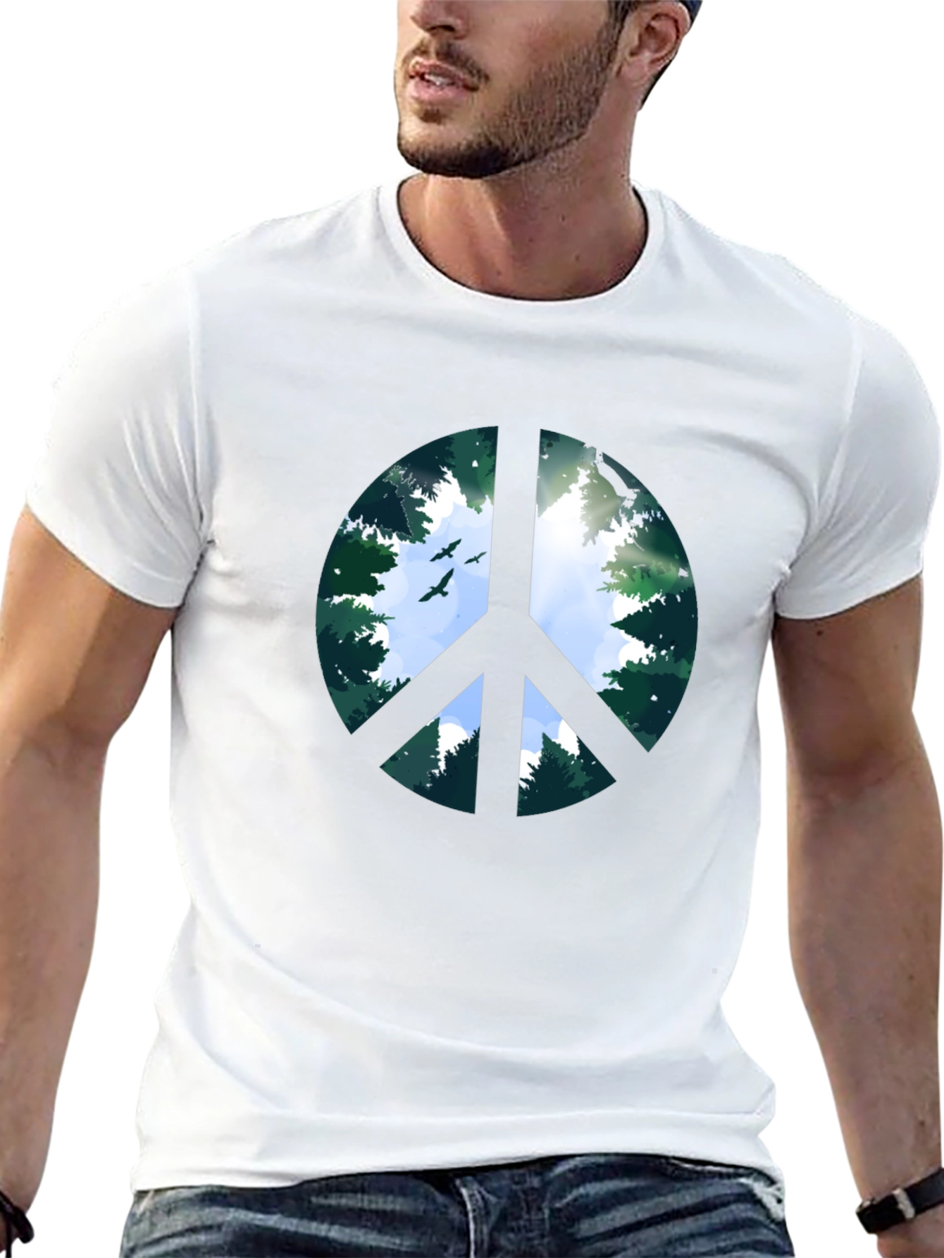 Peace Sign Forest Graphic Tee - Black
