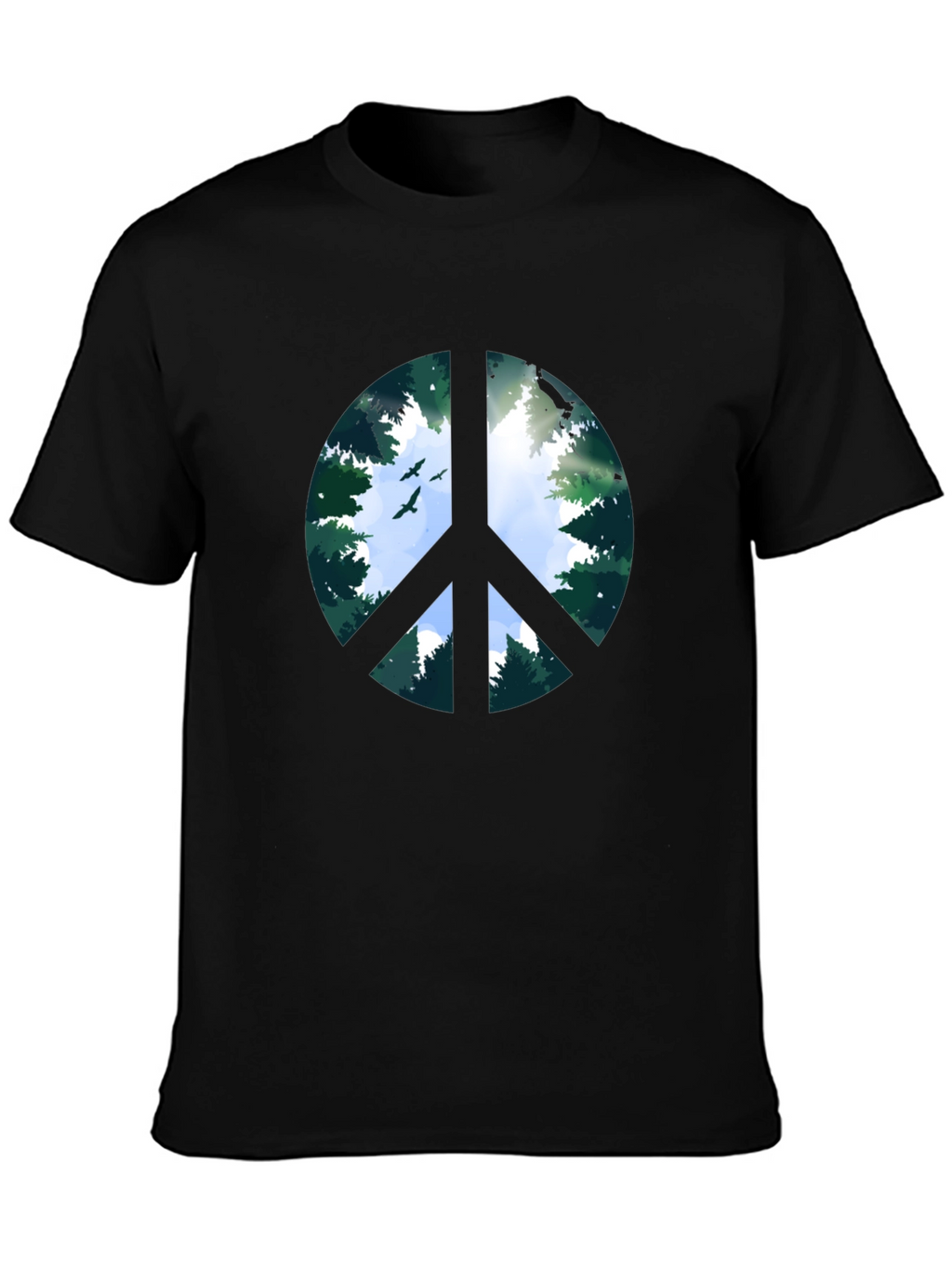 Peace Sign Forest Graphic Tee - Black