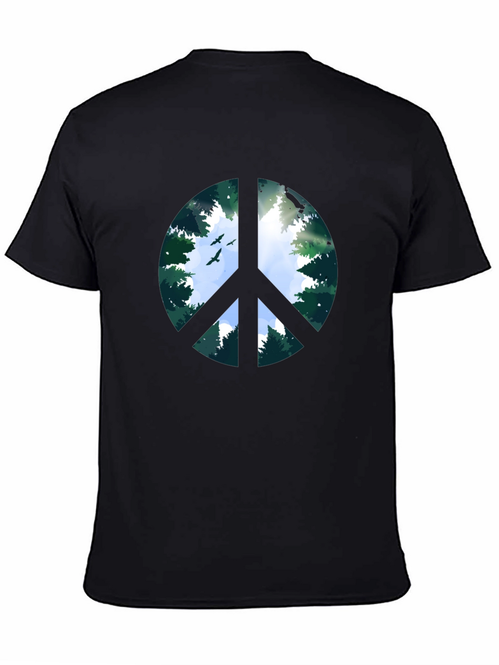 Peace Sign Forest Graphic Tee - Black
