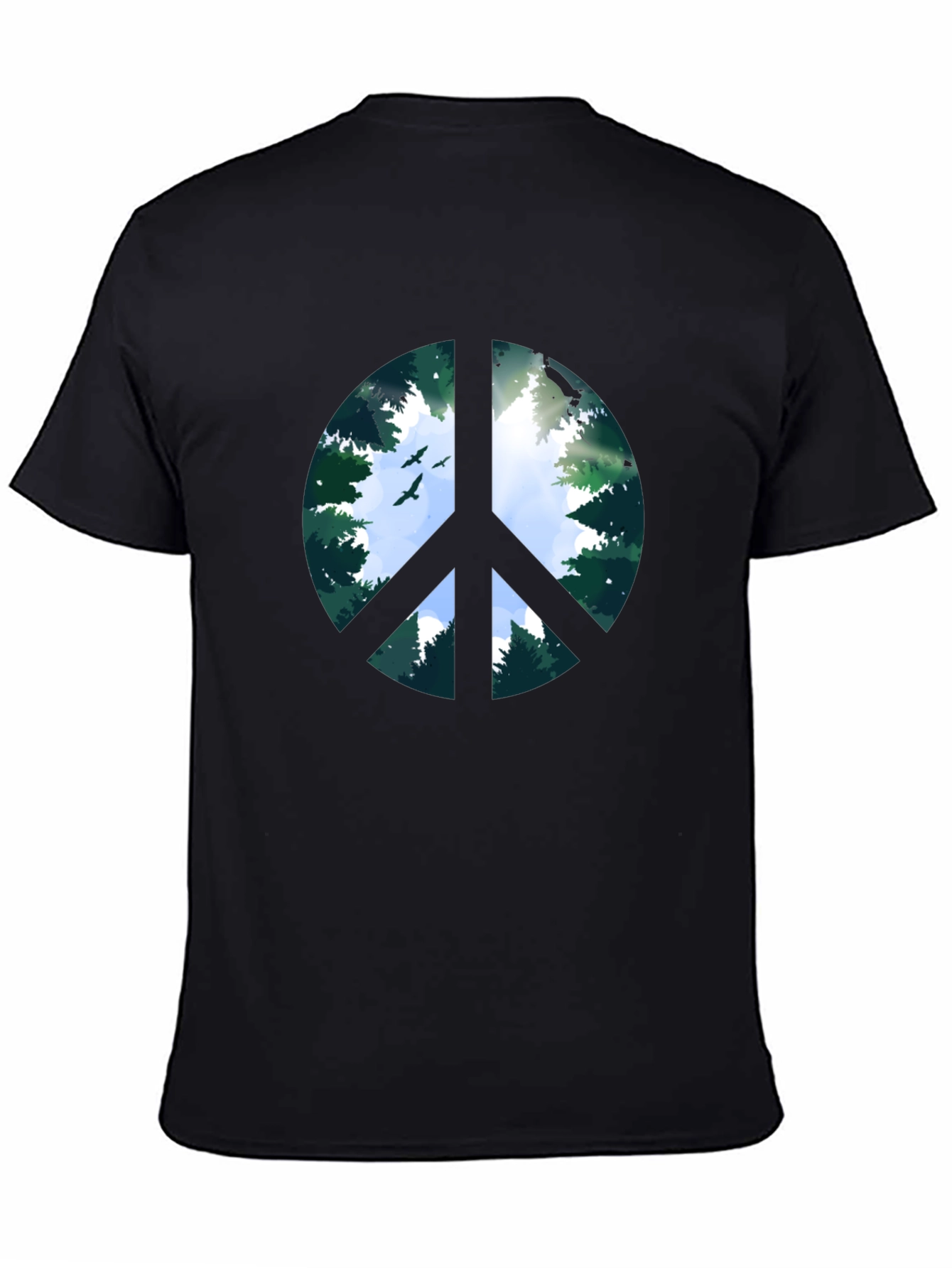 Peace Sign Forest Graphic Tee - Black
