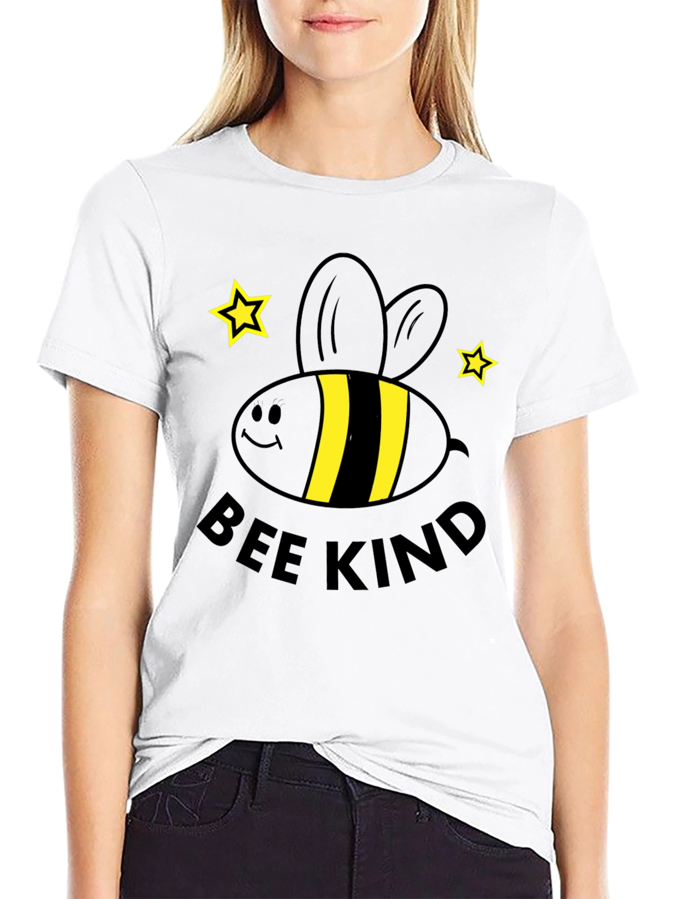 Bee Kind Graphic Tee - Black Cotton T-Shirt