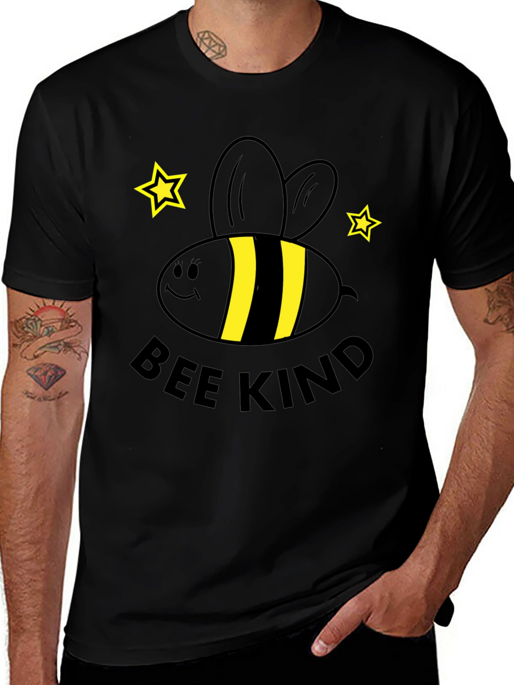 Bee Kind Graphic Tee - Black Cotton T-Shirt