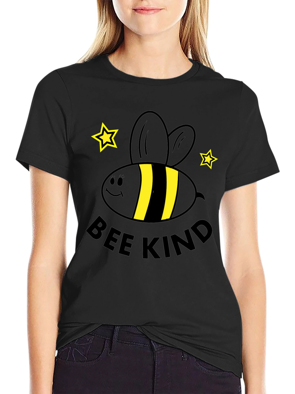 Bee Kind Graphic Tee - Black Cotton T-Shirt