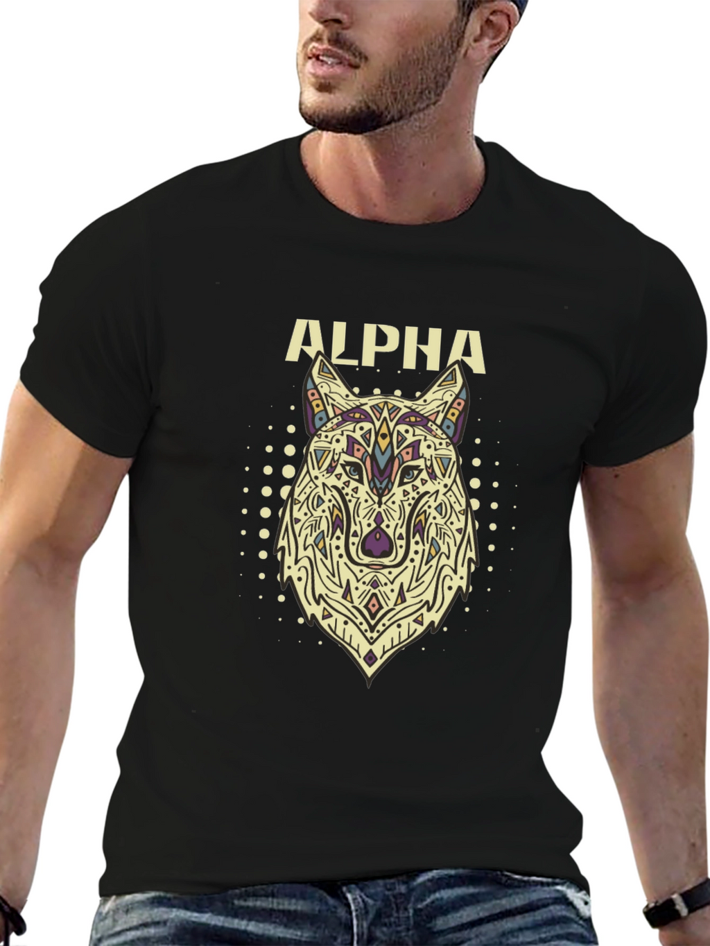 Alpha Wolf Graphic Black T-Shirt
