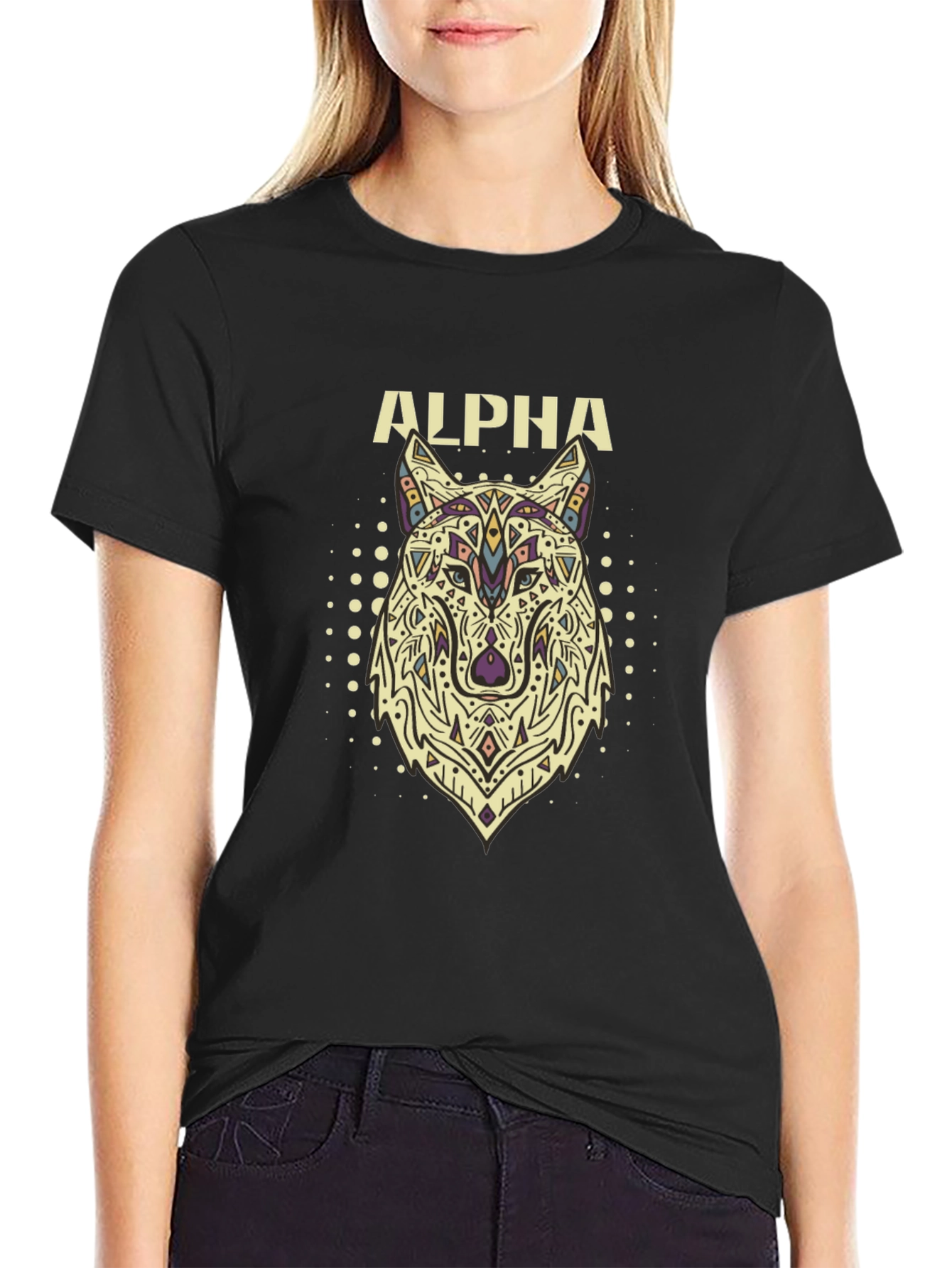 Alpha Wolf Graphic Black T-Shirt