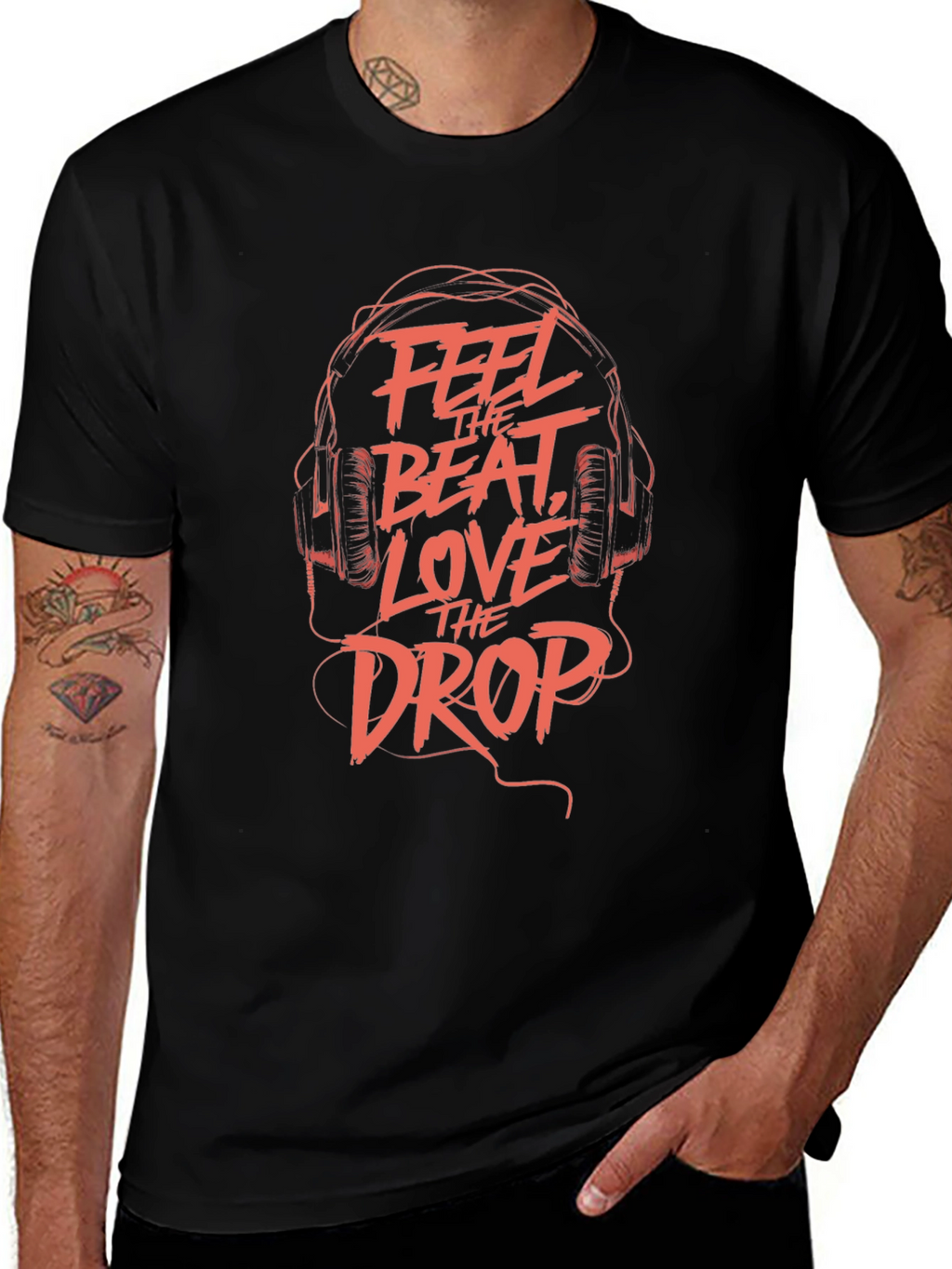 Feel The Beat T-Shirt - Black Graphic Tee
