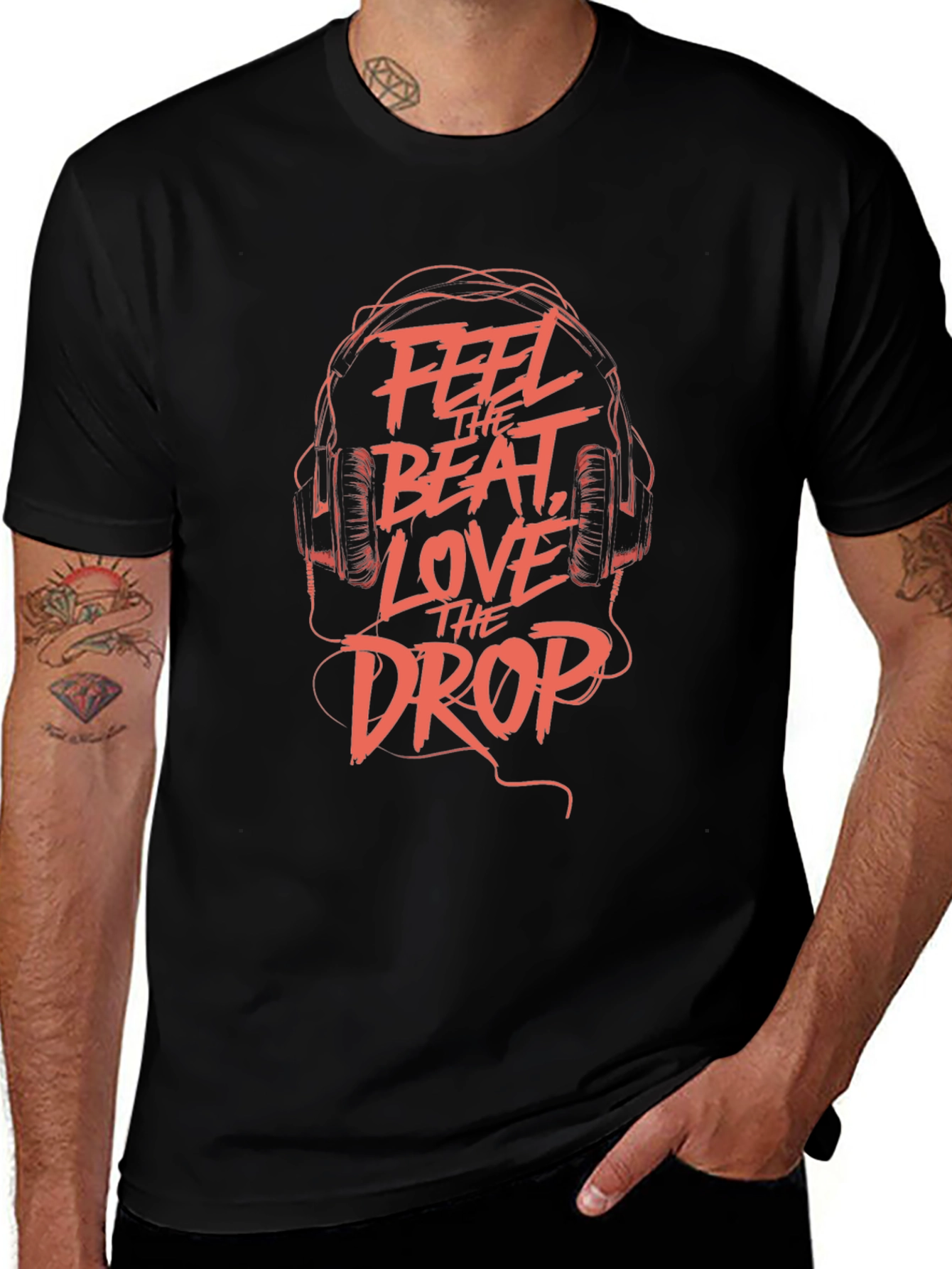 Feel The Beat T-Shirt - Black Graphic Tee