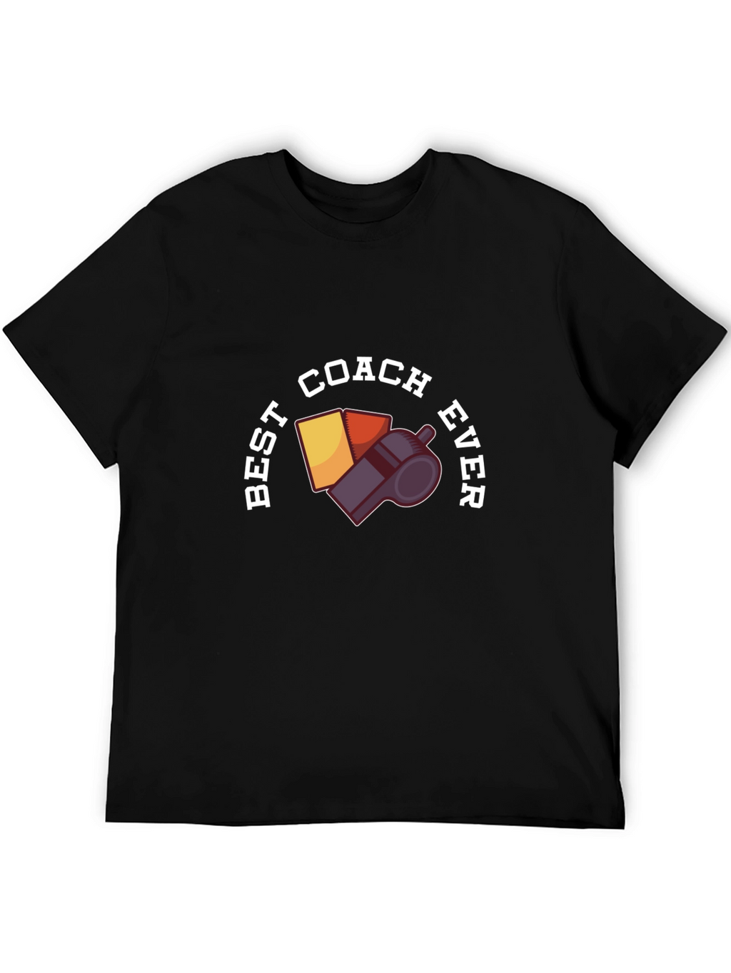 Best Coach Ever T-Shirt - Whistle & Cards Design