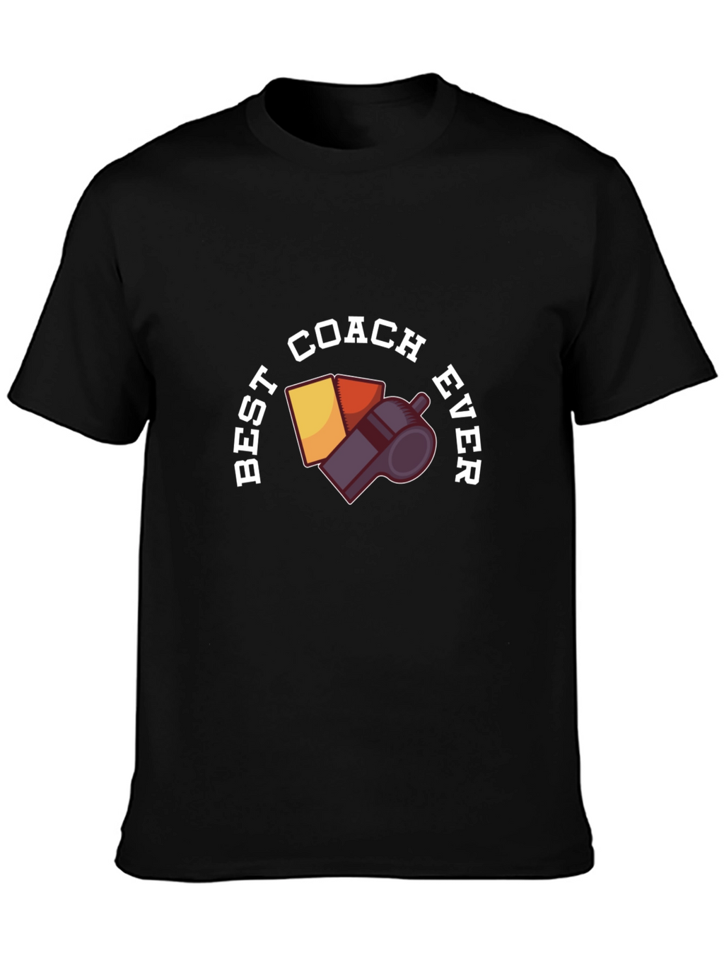 Best Coach Ever T-Shirt - Whistle & Cards Design