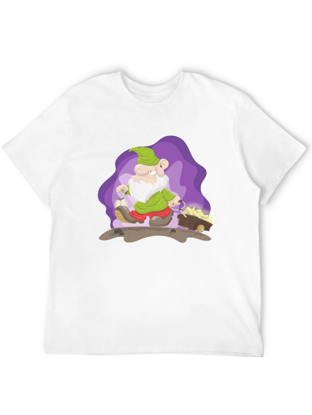Cartoon Mine Dwarf Black T-Shirt