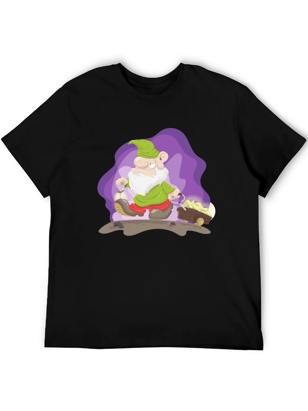 Cartoon Mine Dwarf Black T-Shirt