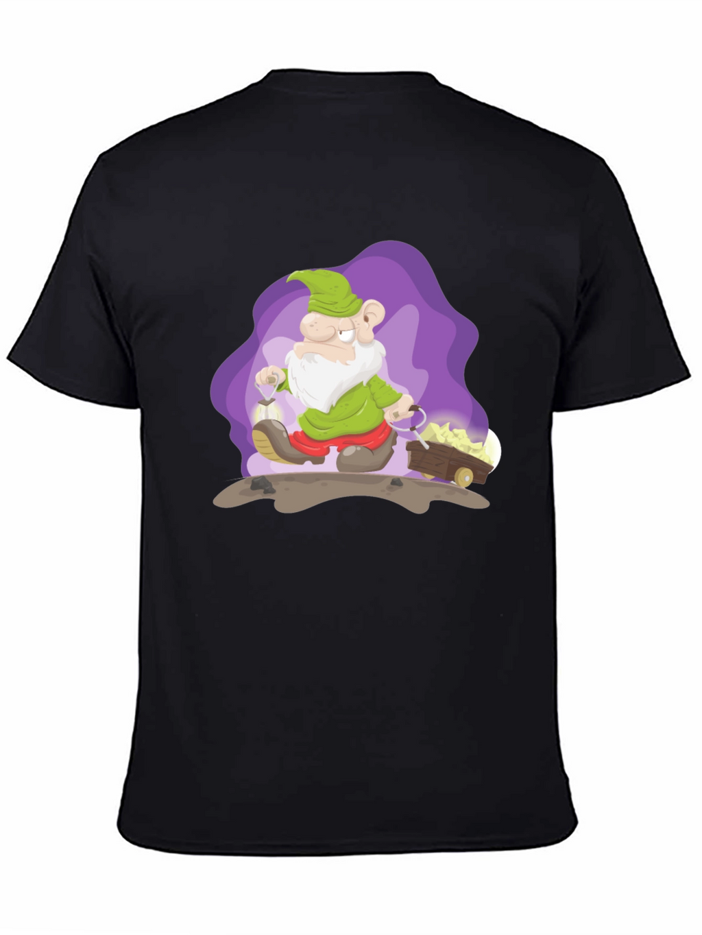 Cartoon Mine Dwarf Black T-Shirt