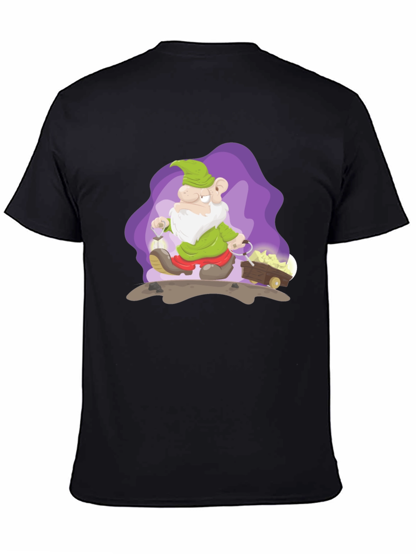 Cartoon Mine Dwarf Black T-Shirt