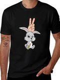 Funny Rabbit Peace Sign Graphic Tee