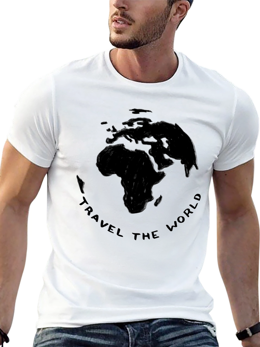 Travel the World Black Graphic T-Shirt