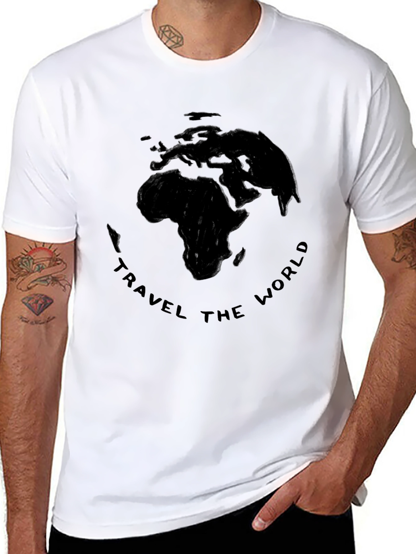 Travel the World Black Graphic T-Shirt