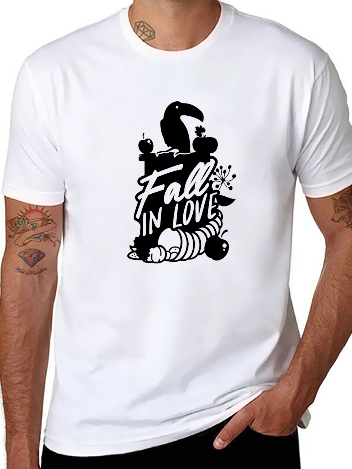 Fall In Love Graphic Tee - Black