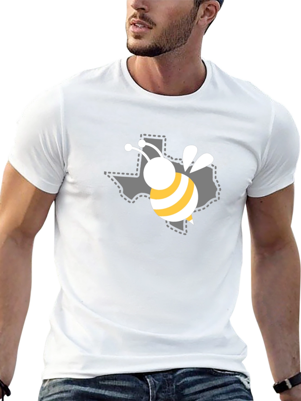 Texas Bee Graphic Black T-Shirt