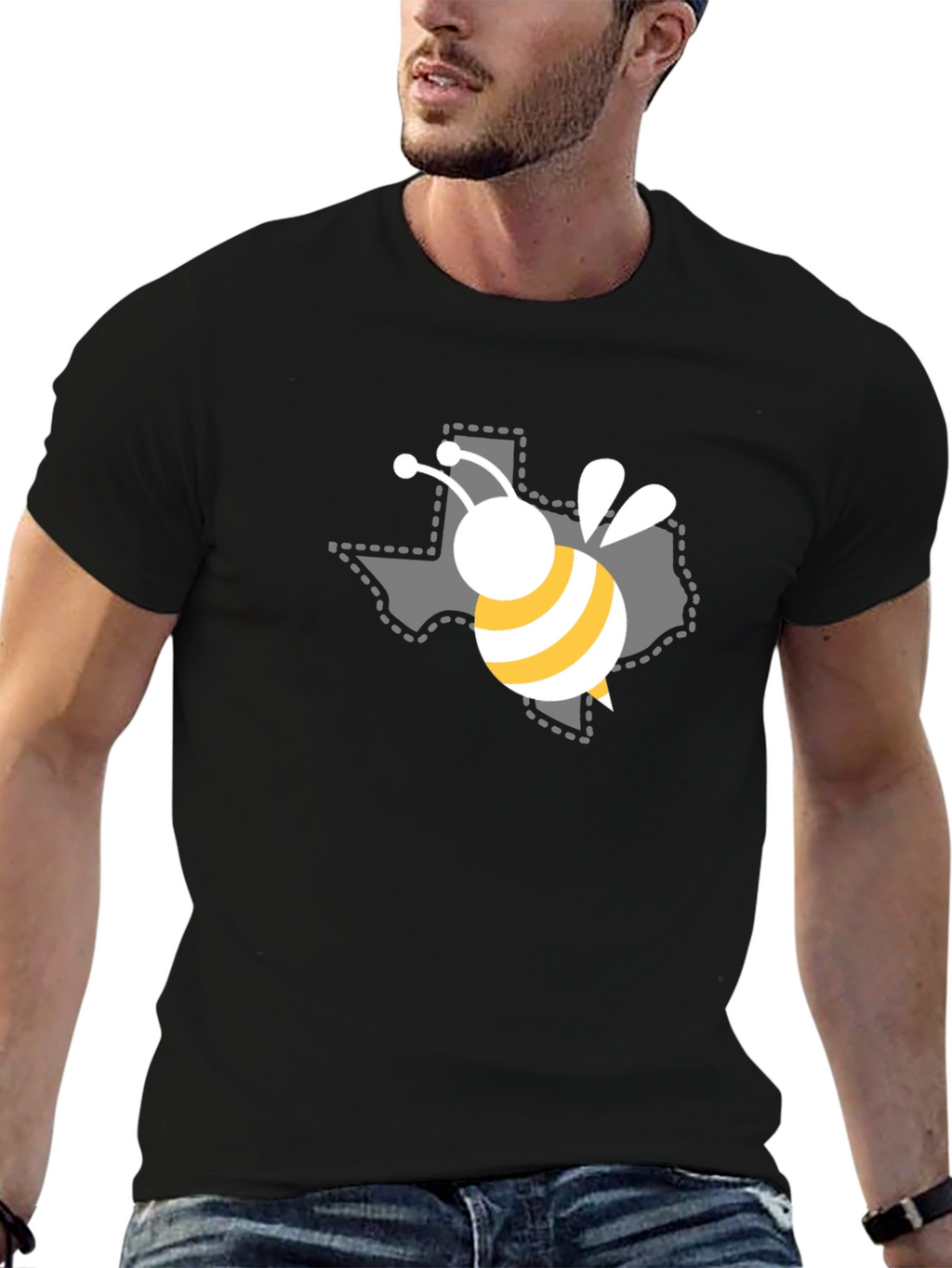 Texas Bee Graphic Black T-Shirt